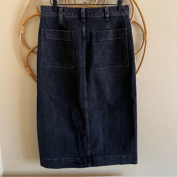 Madewell Jean Midi Skirt Stretch Straight Demim Black Cadman Wash - Picture 8 of 14